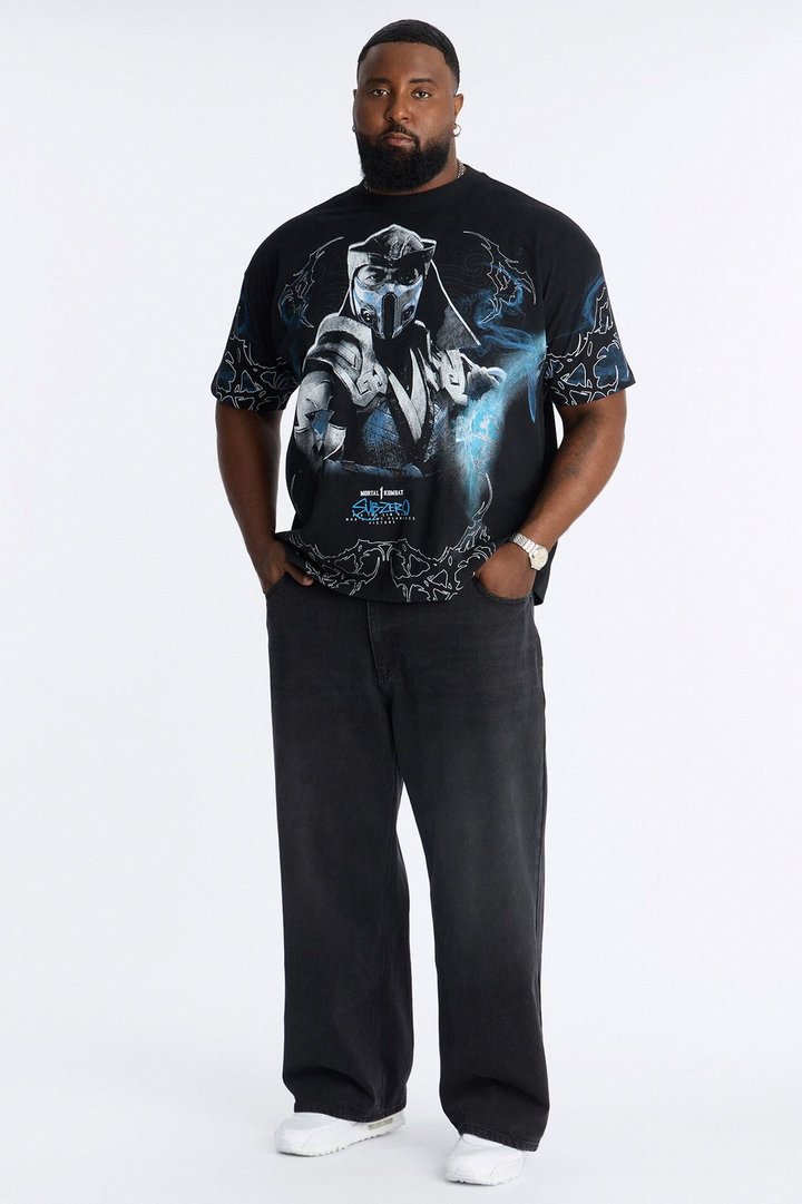 Mortal Kombat Sub Zero Heavy Weight Boxy Short Sleeve Tee - Black