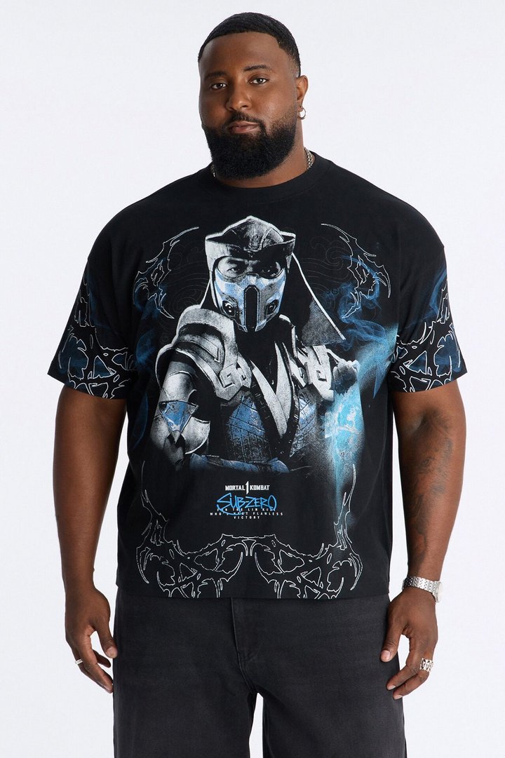 Mortal Kombat Sub Zero Heavy Weight Boxy Short Sleeve Tee - Black