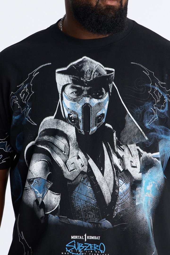 Mortal Kombat Sub Zero Heavy Weight Boxy Short Sleeve Tee - Black