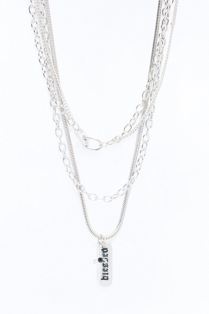 Blessed Dog Tag Necklace Set - Silver