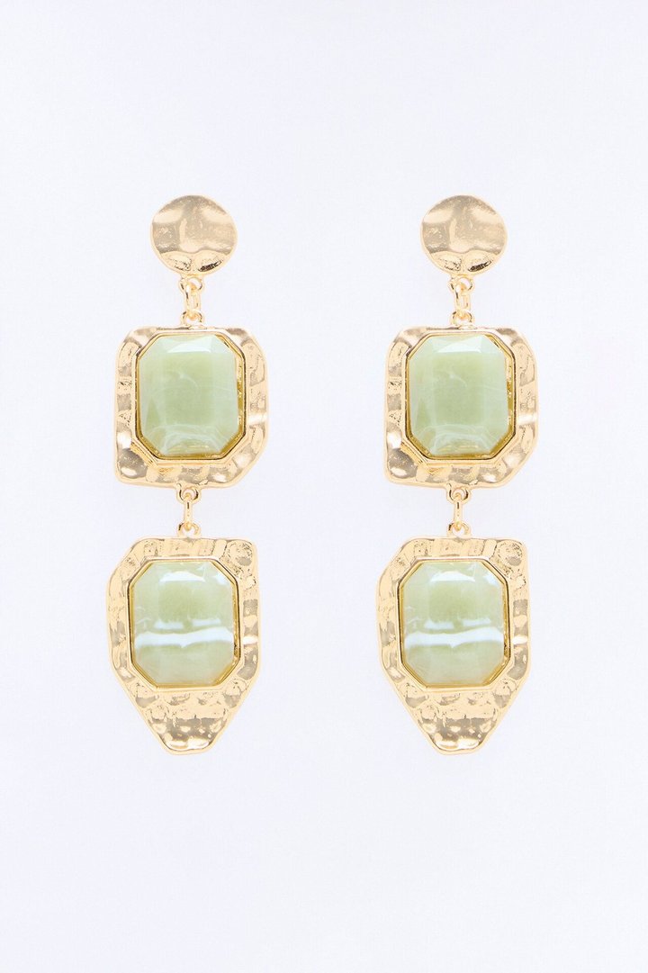 Risky Business Jeweled Drop Earrings - Gold/Green