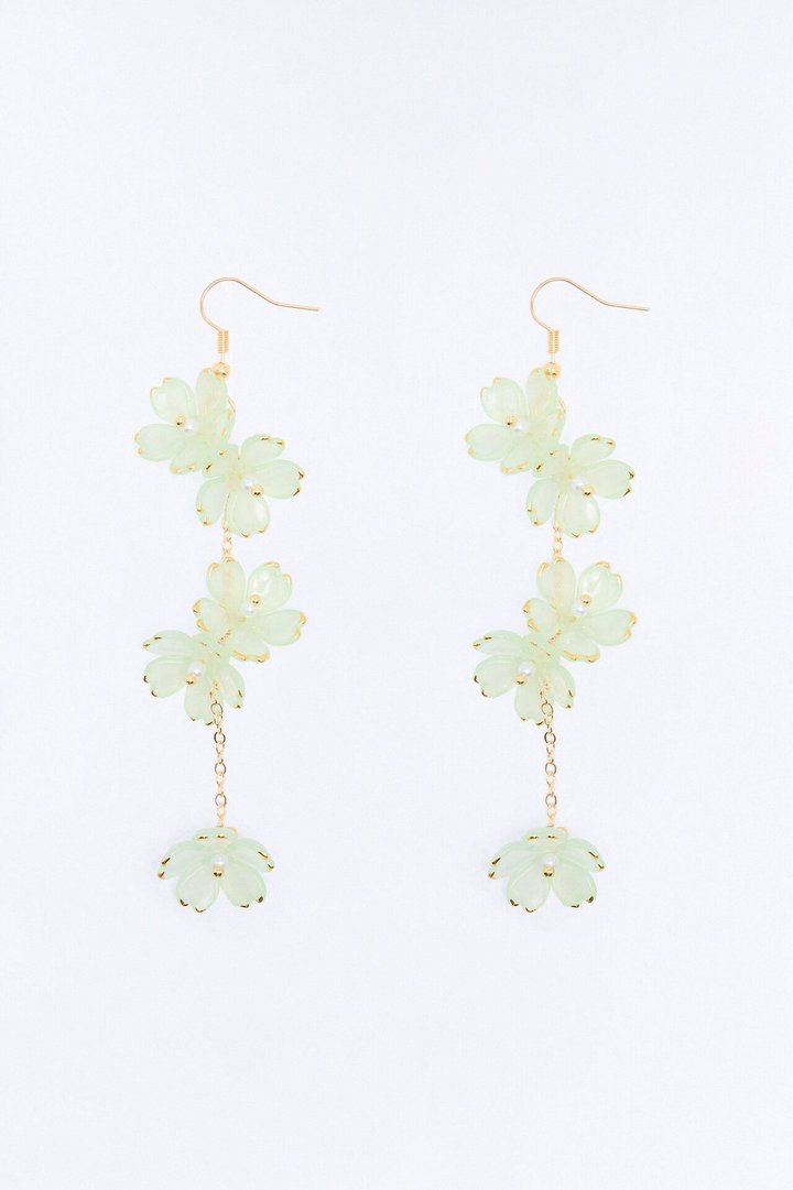 Grow Apart Floral Linear Earrings - Green