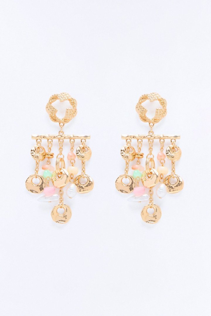 Desire Pearls Drop Earrings - Gold/combo