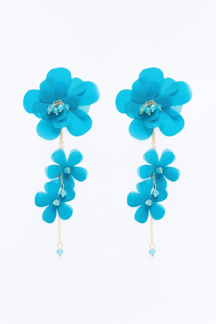 Dance With Me Floral Drop Earrings - Teal