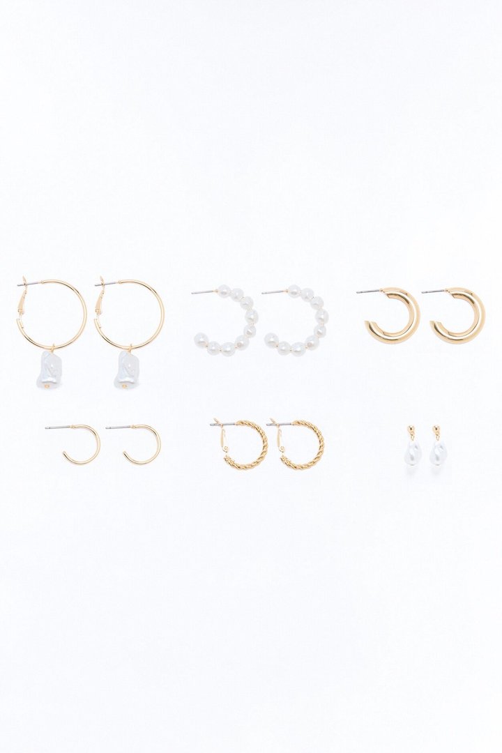 Take A Pick 6 Pair Multi Earring Set - Gold