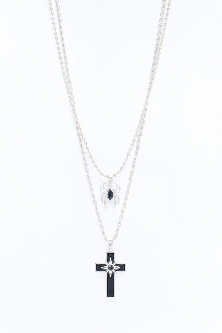Ensnared In Faith Necklace Set - Silver