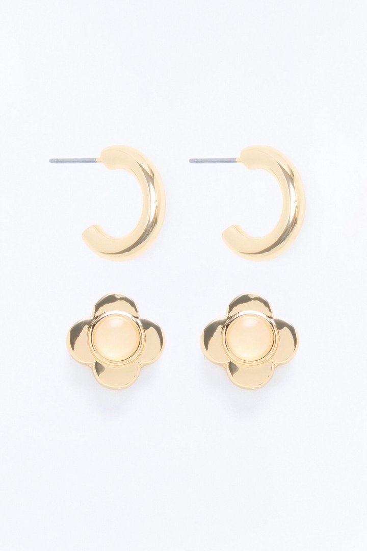 Missing You 2 Pair Multi Earring Set - Gold/combo