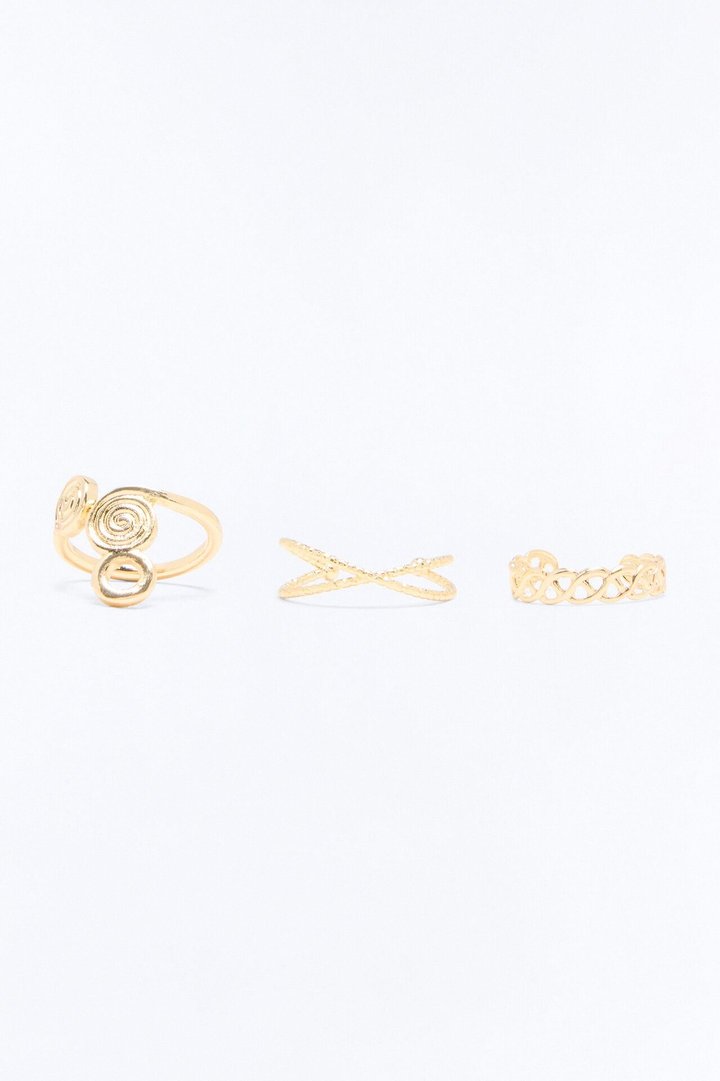 Linking Together 3 Piece Toe Ring Set - Gold