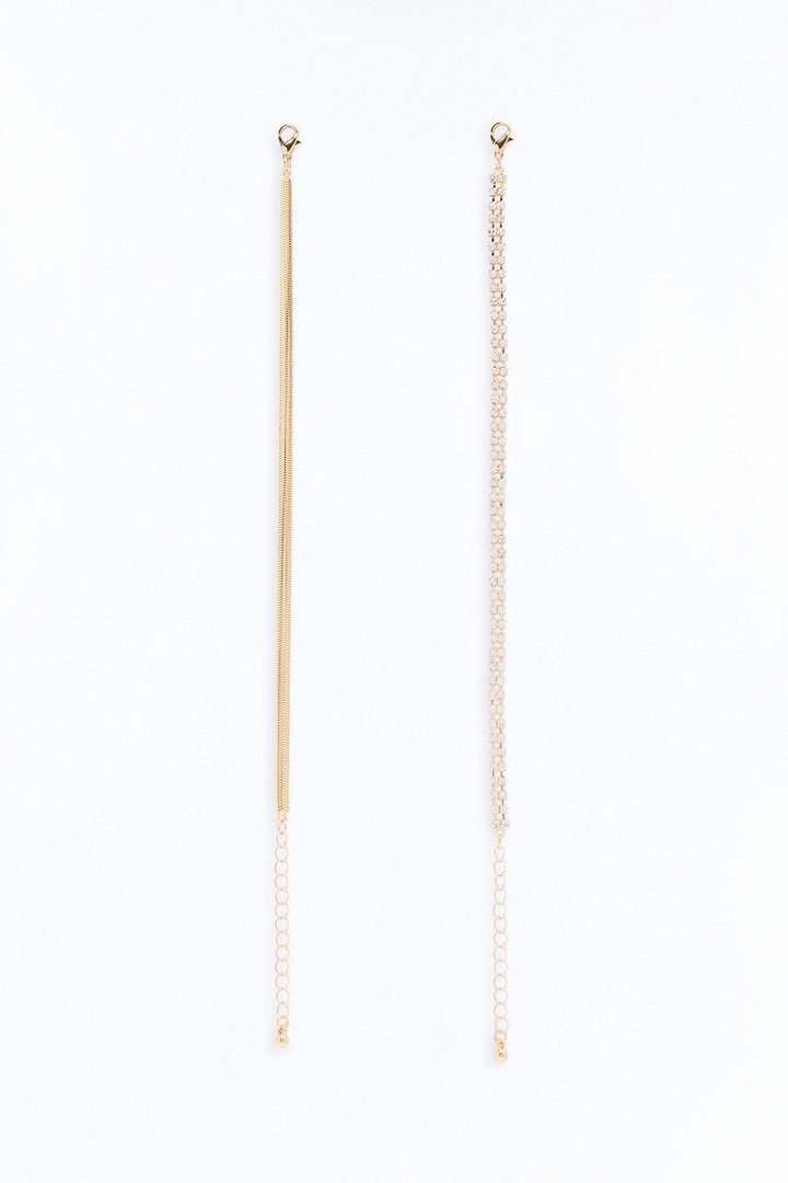 Classy Act Rhinestone Anklet - Gold