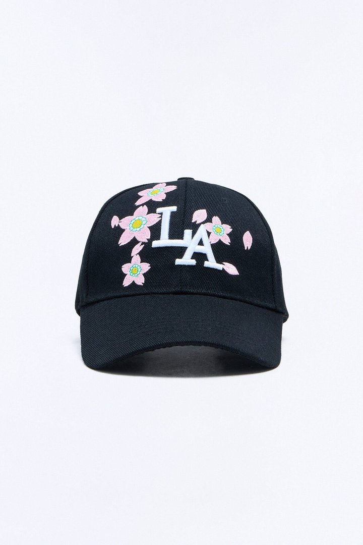 LA Flower Baseball Hat - Black/combo