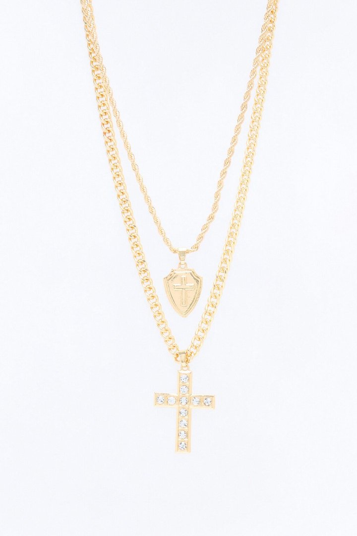 Protect My Faith Necklace Set - Gold