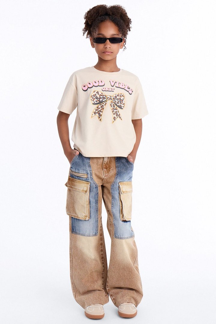 Mini Sahara Cargo Straight Leg Jeans - Dark Wash