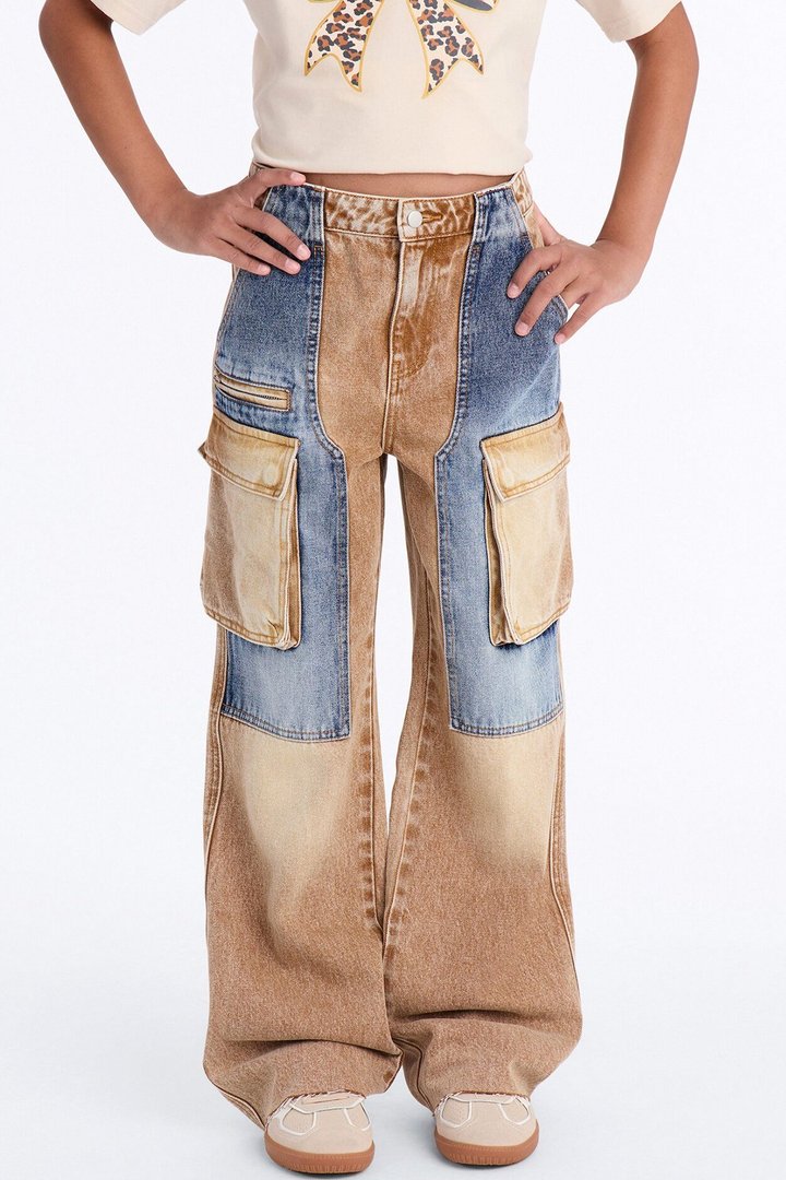 Mini Sahara Cargo Straight Leg Jeans - Dark Wash