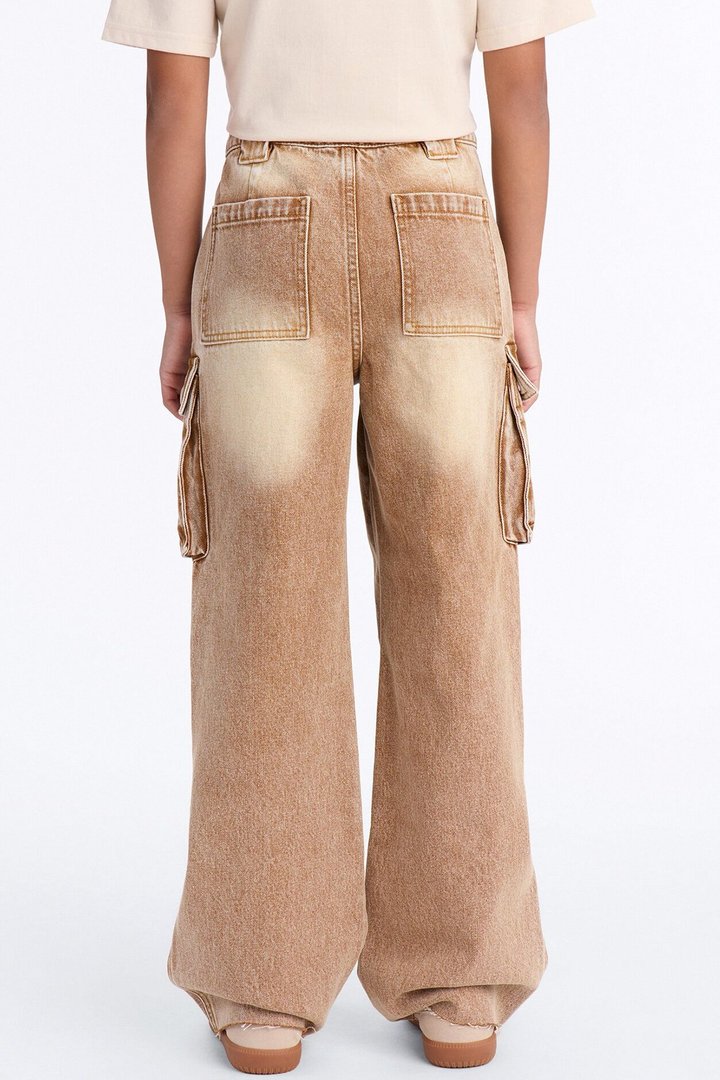 Mini Sahara Cargo Straight Leg Jeans - Dark Wash