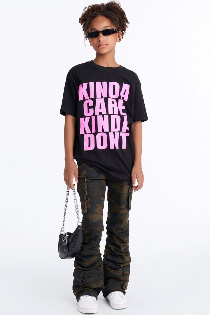 Mini Kinda Care Kinda Dont Short Sleeve Tee - Black