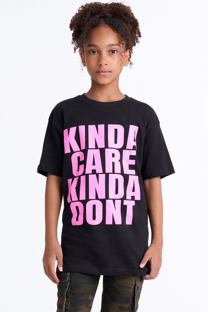 Mini Kinda Care Kinda Dont Short Sleeve Tee - Black