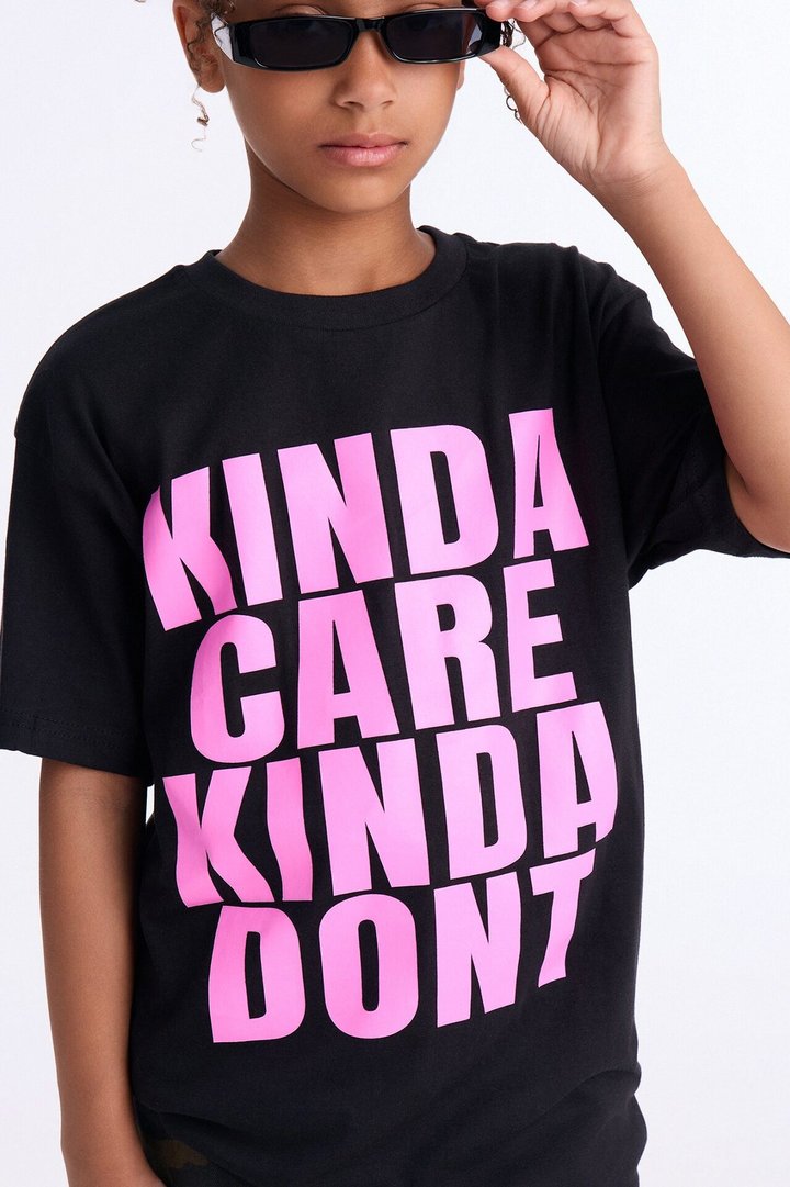 Mini Kinda Care Kinda Dont Short Sleeve Tee - Black