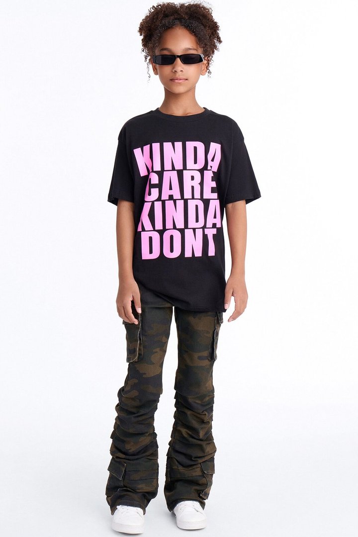 Mini Kinda Care Kinda Dont Short Sleeve Tee - Black