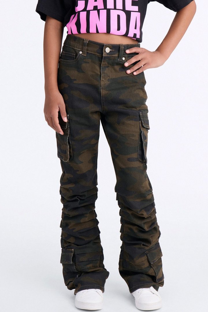 Mini Eliza Camo Flare Cargo Pant - Camouflage