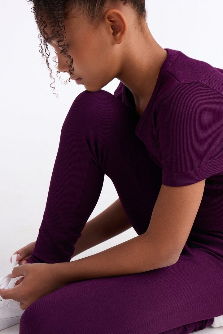Mini Alisa Seamless Legging Set - Eggplant