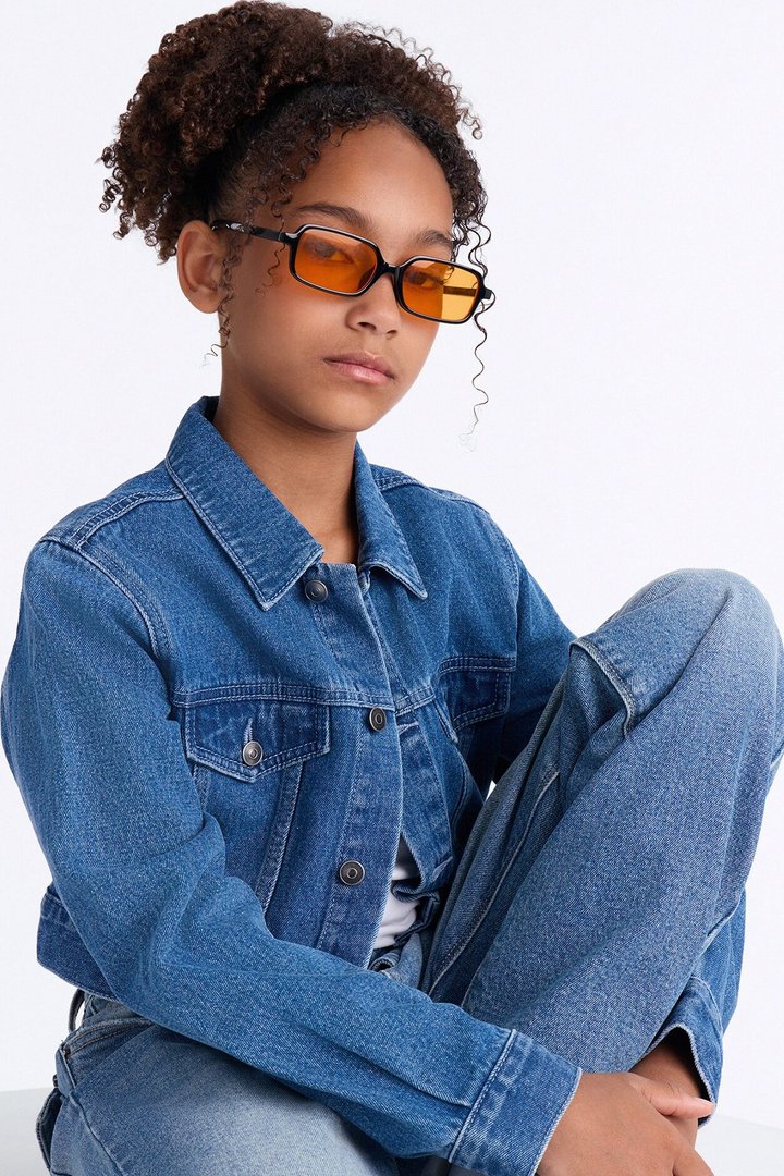 Mini Cora Super Cropped Denim Jacket - Medium Wash