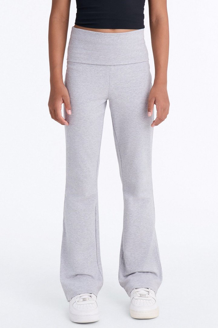 Mini Adriana Foldover Flare Pant - Heather Grey