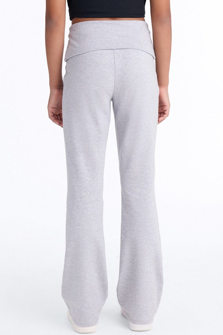 Mini Adriana Foldover Flare Pant - Heather Grey