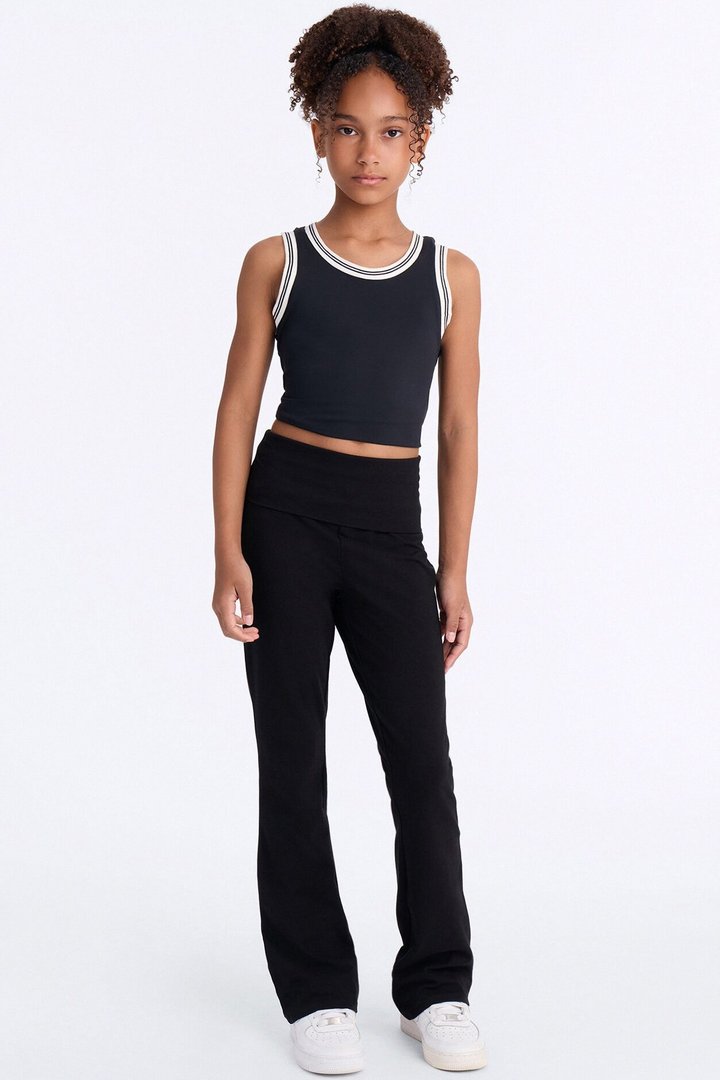 Mini Adriana Foldover Flare Pant - Black