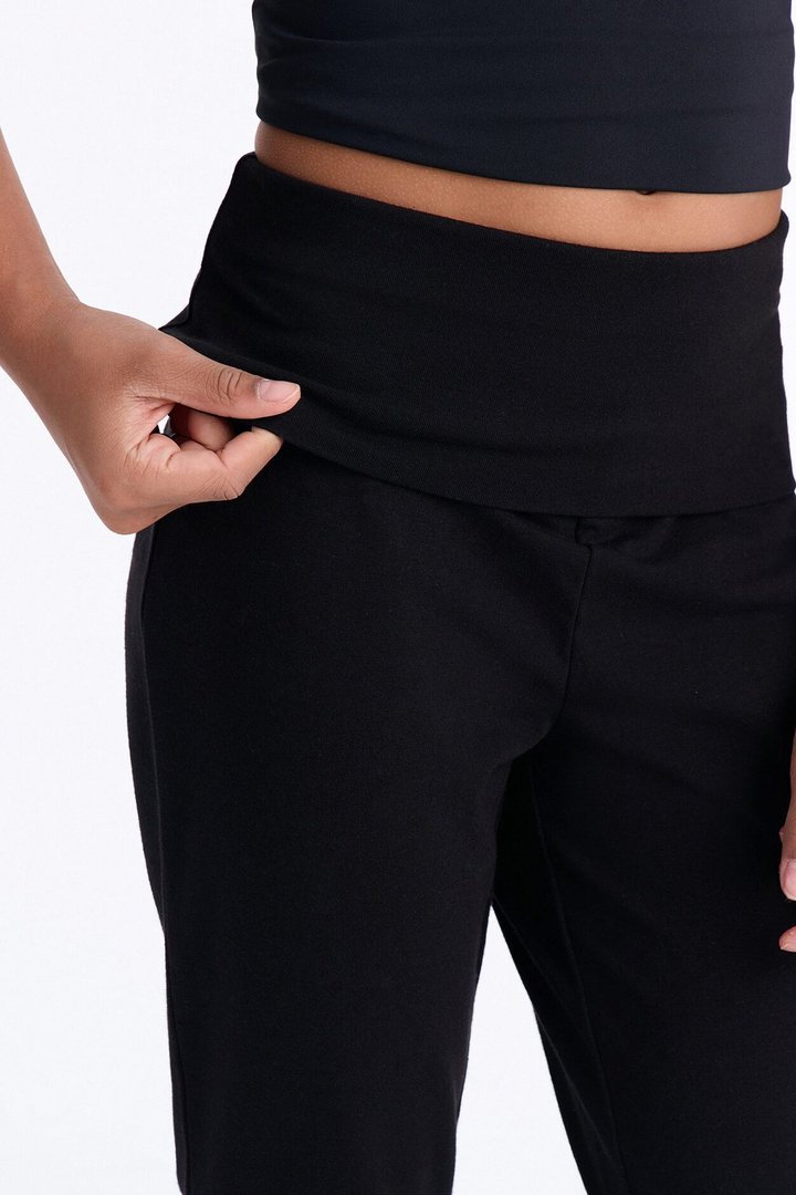 Mini Adriana Foldover Flare Pant - Black