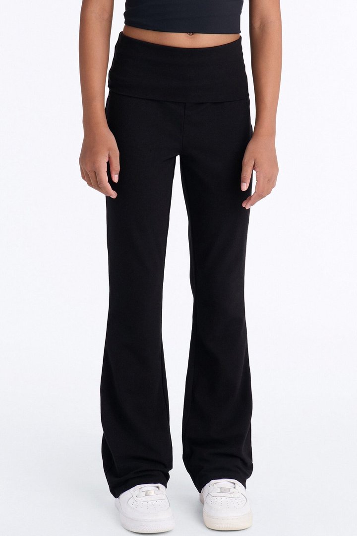 Mini Adriana Foldover Flare Pant - Black