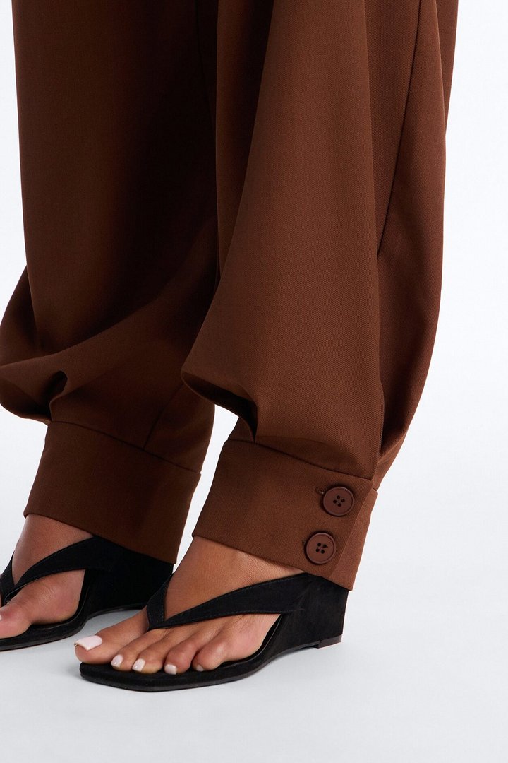 Helena Belted Trouser Pant - Chocolate