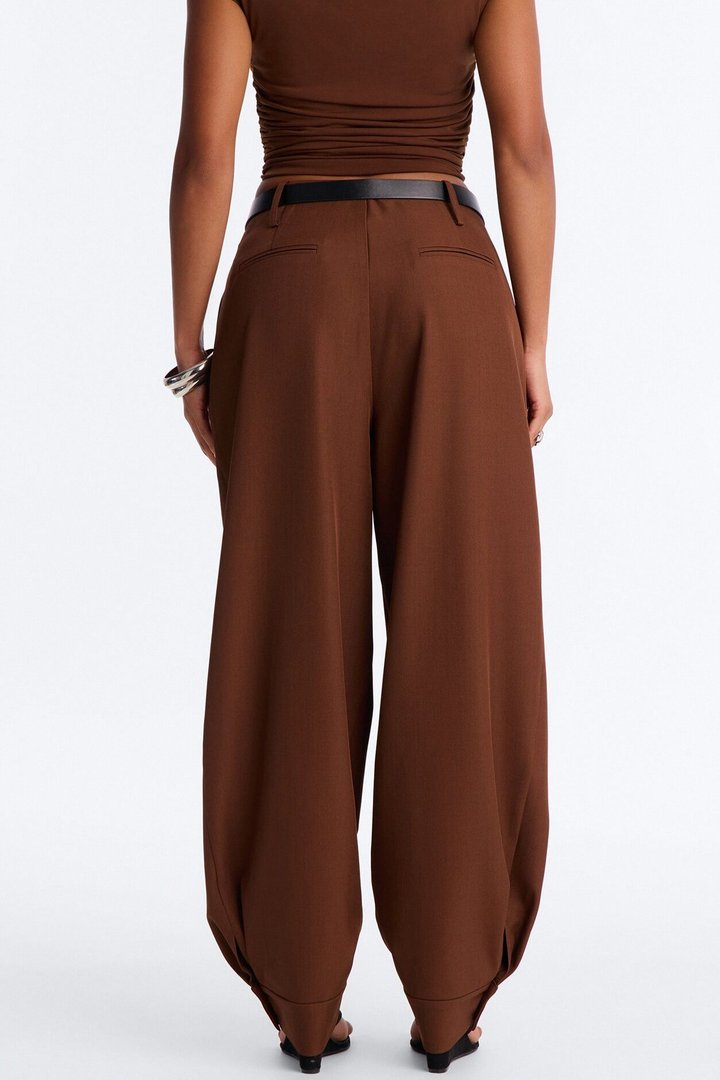Helena Belted Trouser Pant - Chocolate