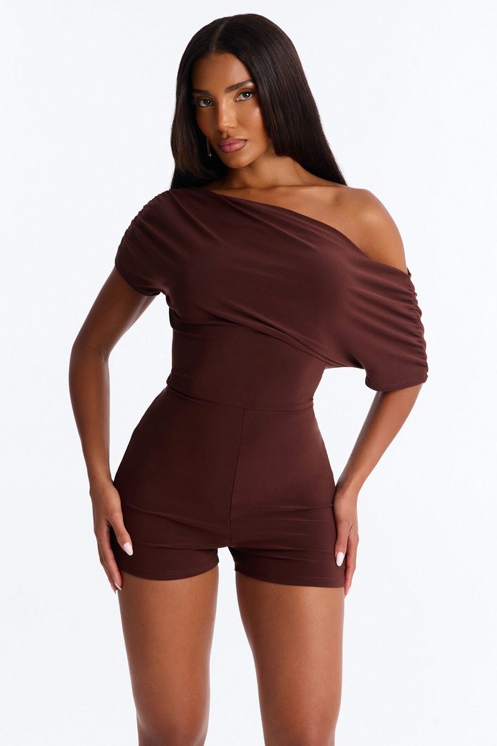 Bare And Bold Micro Short Romper - Chocolate
