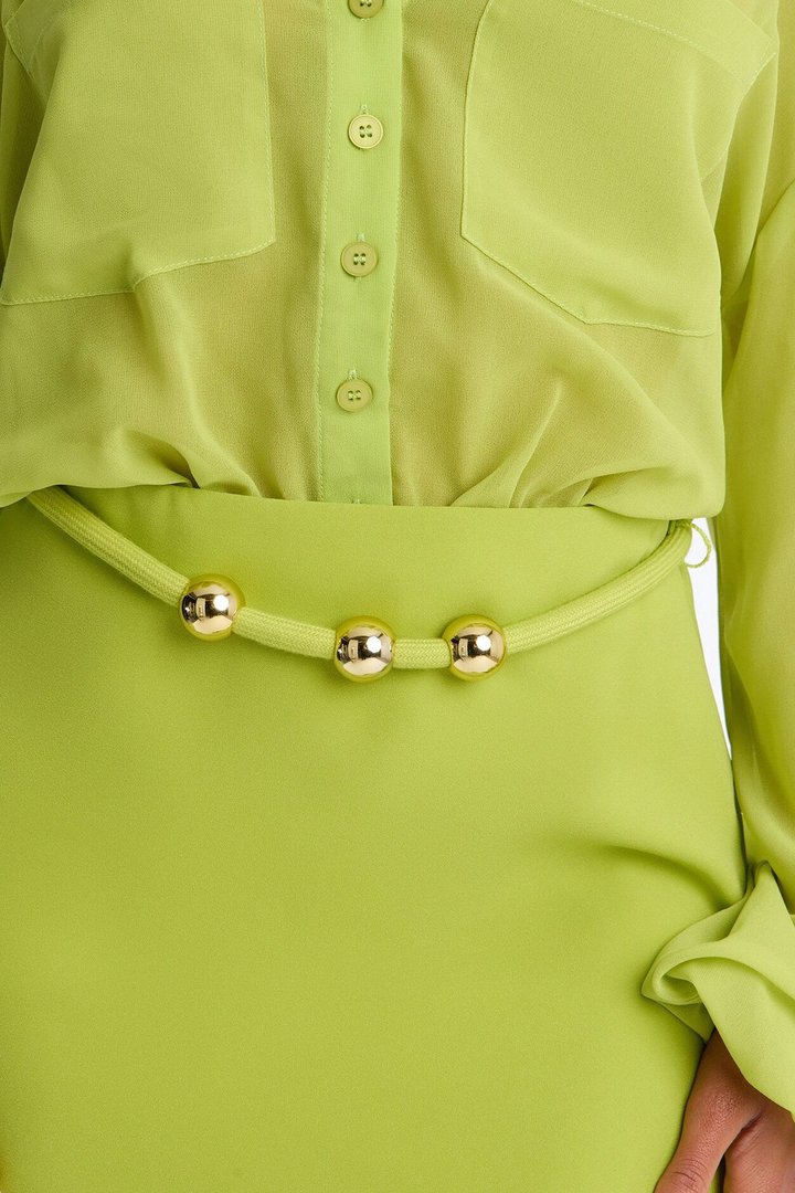 Pretty Privilege Bodysuit Belted Skirt Set - Green