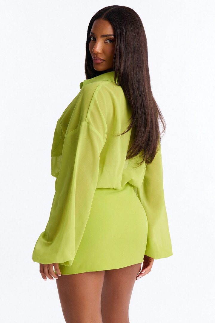 Pretty Privilege Bodysuit Belted Skirt Set - Green