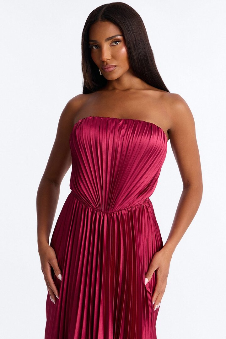 The Royal Babe Pleated Gown - Marsala