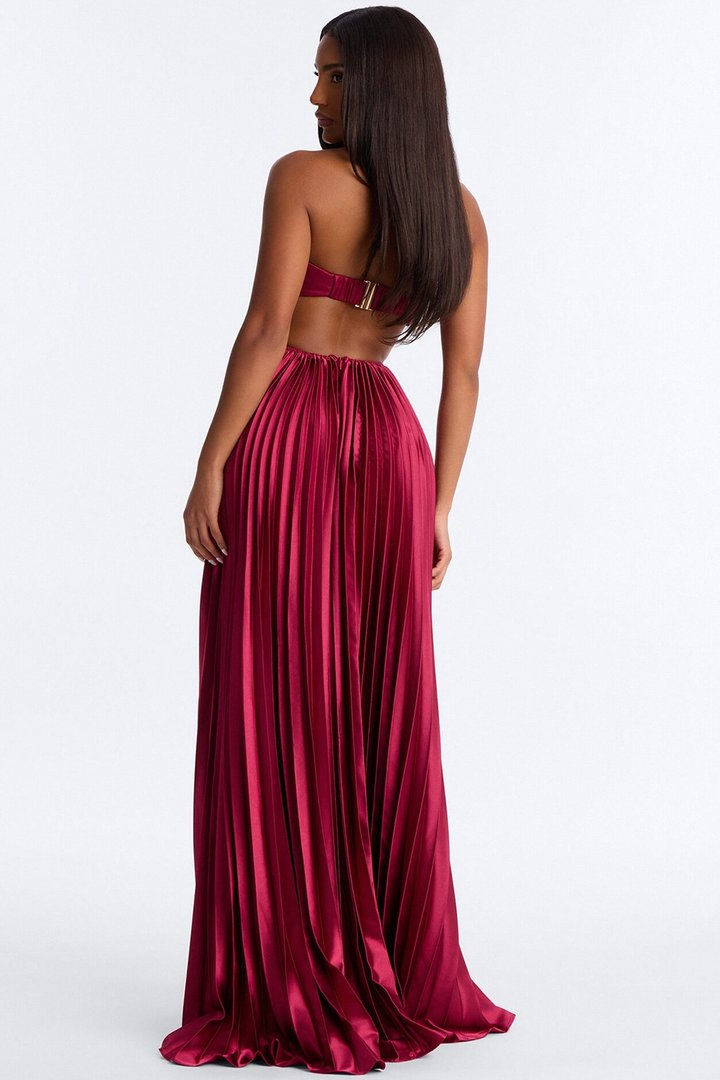 The Royal Babe Pleated Gown - Marsala