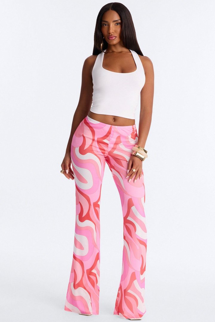All That Low Rise Mesh Flare Pant - Pink/combo