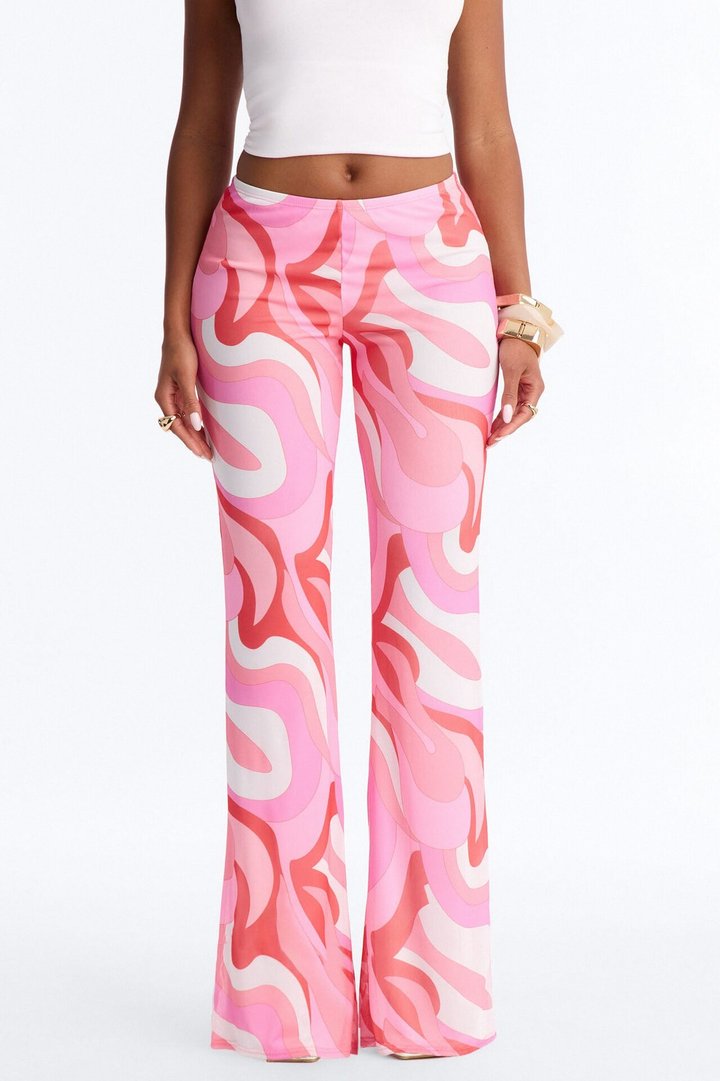 All That Low Rise Mesh Flare Pant - Pink/combo
