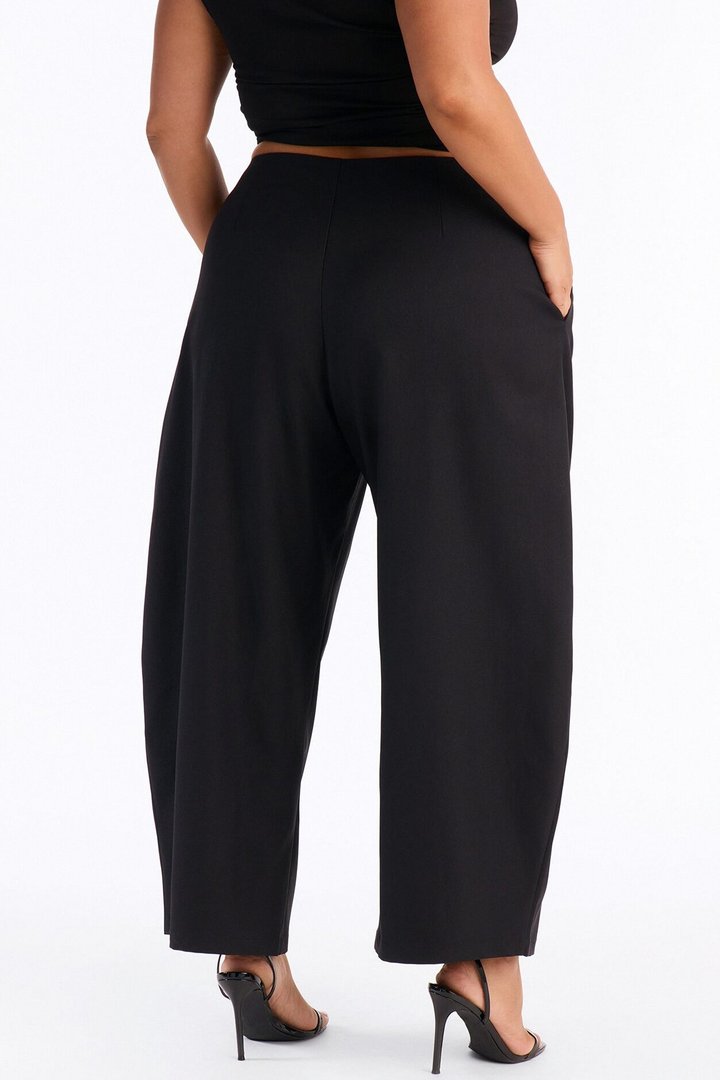 Galley Barrel Leg Buckle Embellished Trouser - Black