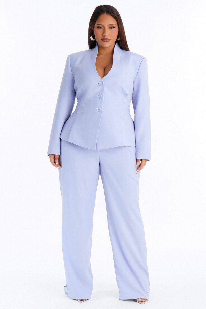 Penelope High Rise Straight Leg Trouser Pant - Light Blue
