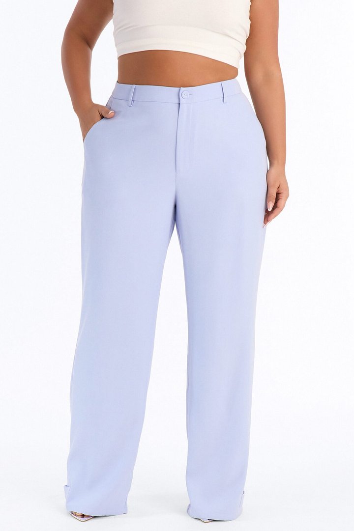 Penelope High Rise Straight Leg Trouser Pant - Light Blue