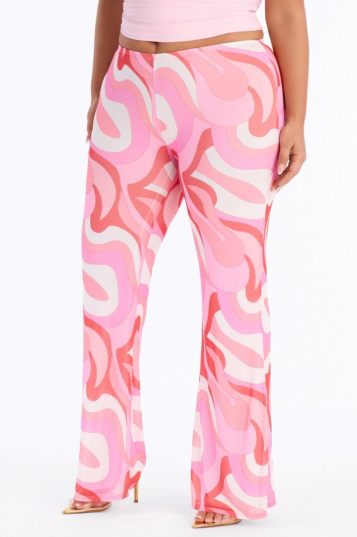All That Low Rise Mesh Flare Pant - Pink/combo