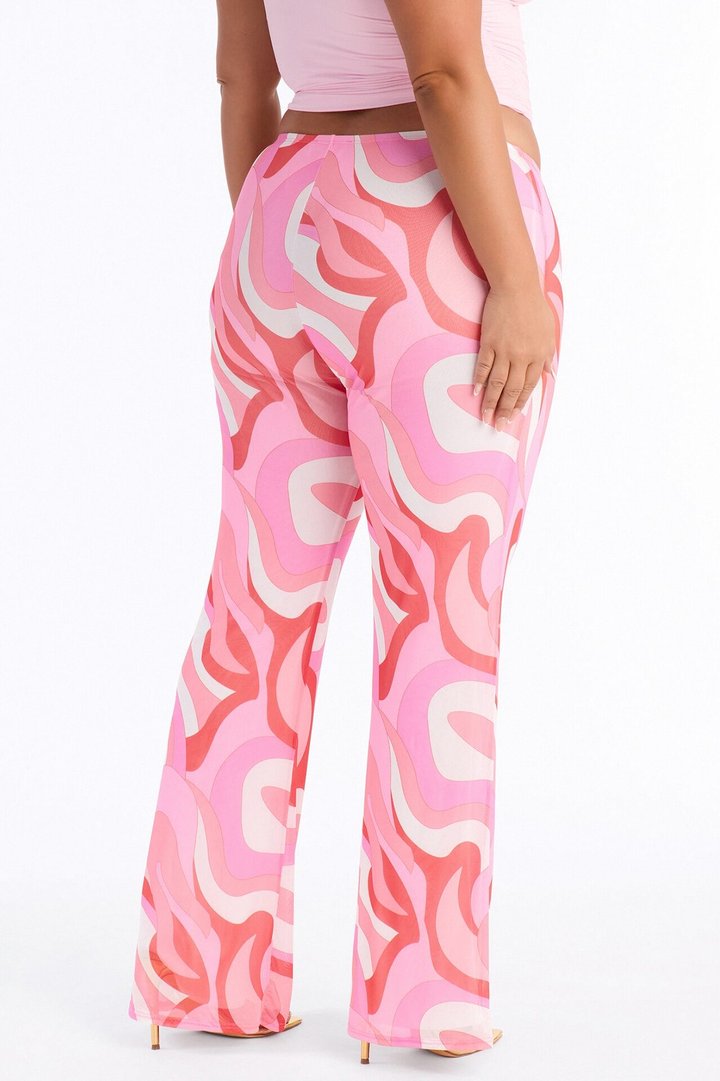 All That Low Rise Mesh Flare Pant - Pink/combo