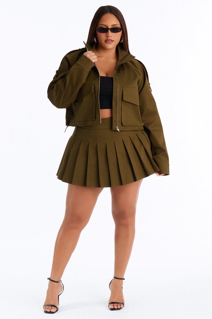 Blakely Twill Cropped Utility Jacket - Olive