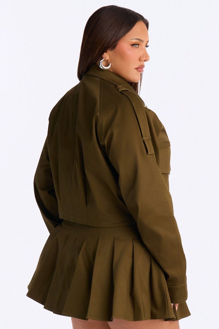Blakely Twill Cropped Utility Jacket - Olive