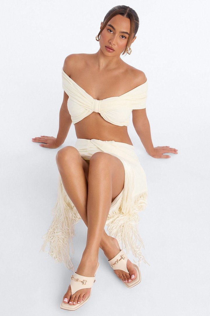 Ave Hardware Thong Heels - Ivory