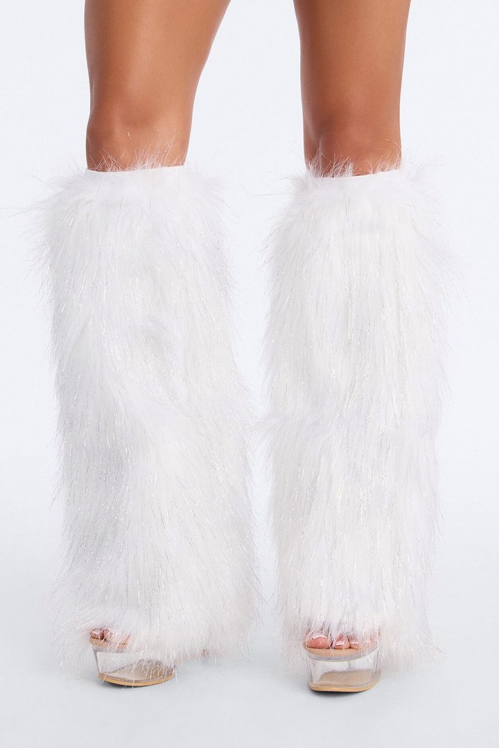 Dance Queen Shiny Leg Warmers - White