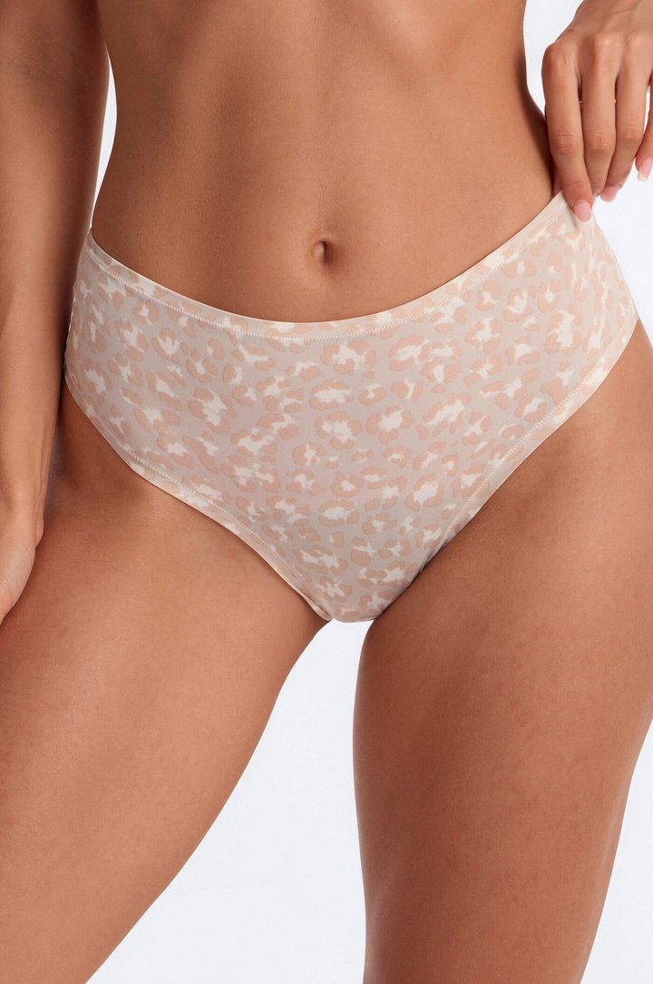 Flexible Fit Comfort Stretch High Waist Thong - Sand/combo