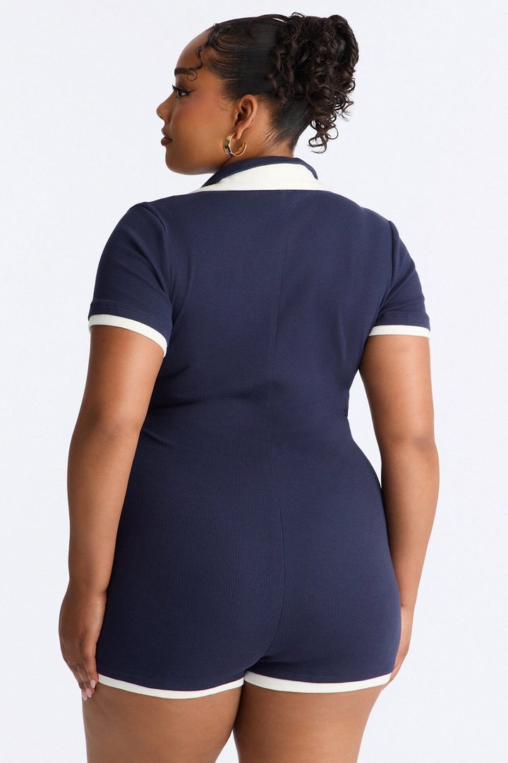 Brielle Double Layer Short Sleeve Romper - Navy